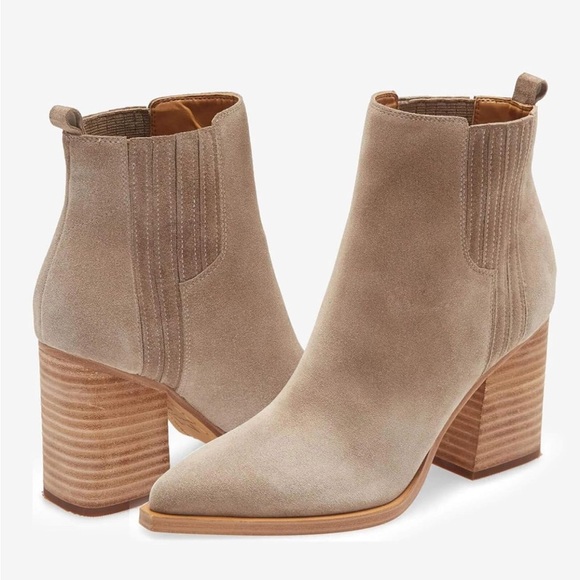 Nine West Beige Suede Ankle Booties - Picture 4 of 9